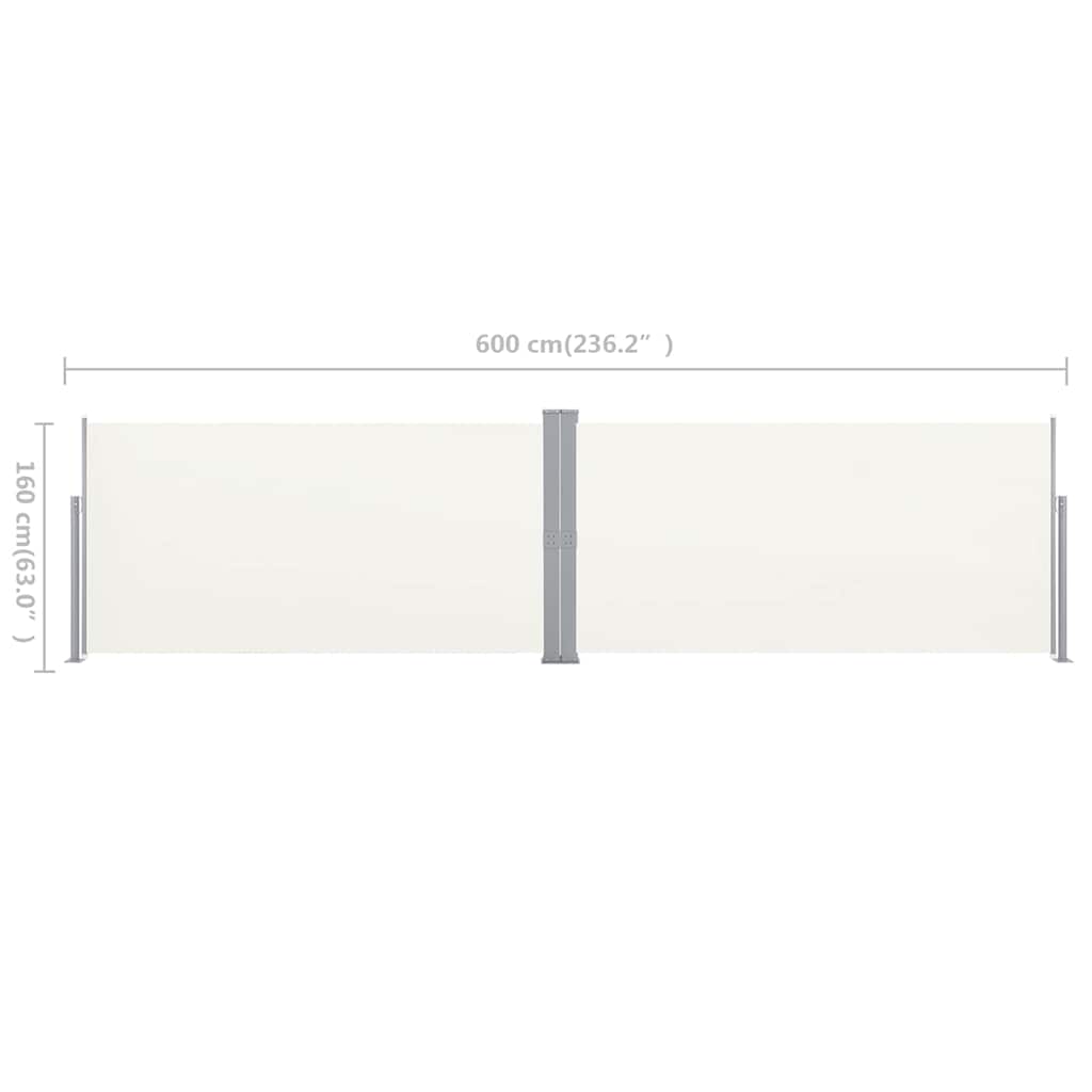 vidaXL Parawan rozsuwany, 160x600 cm, kremowy