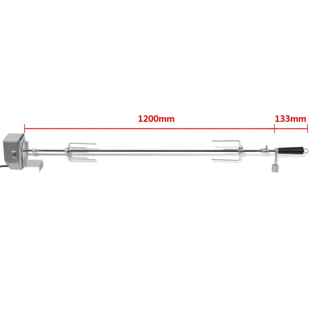 vidaXL Rożen do grilla z profesjonalnym silnikiem 1200 mm, stalowy