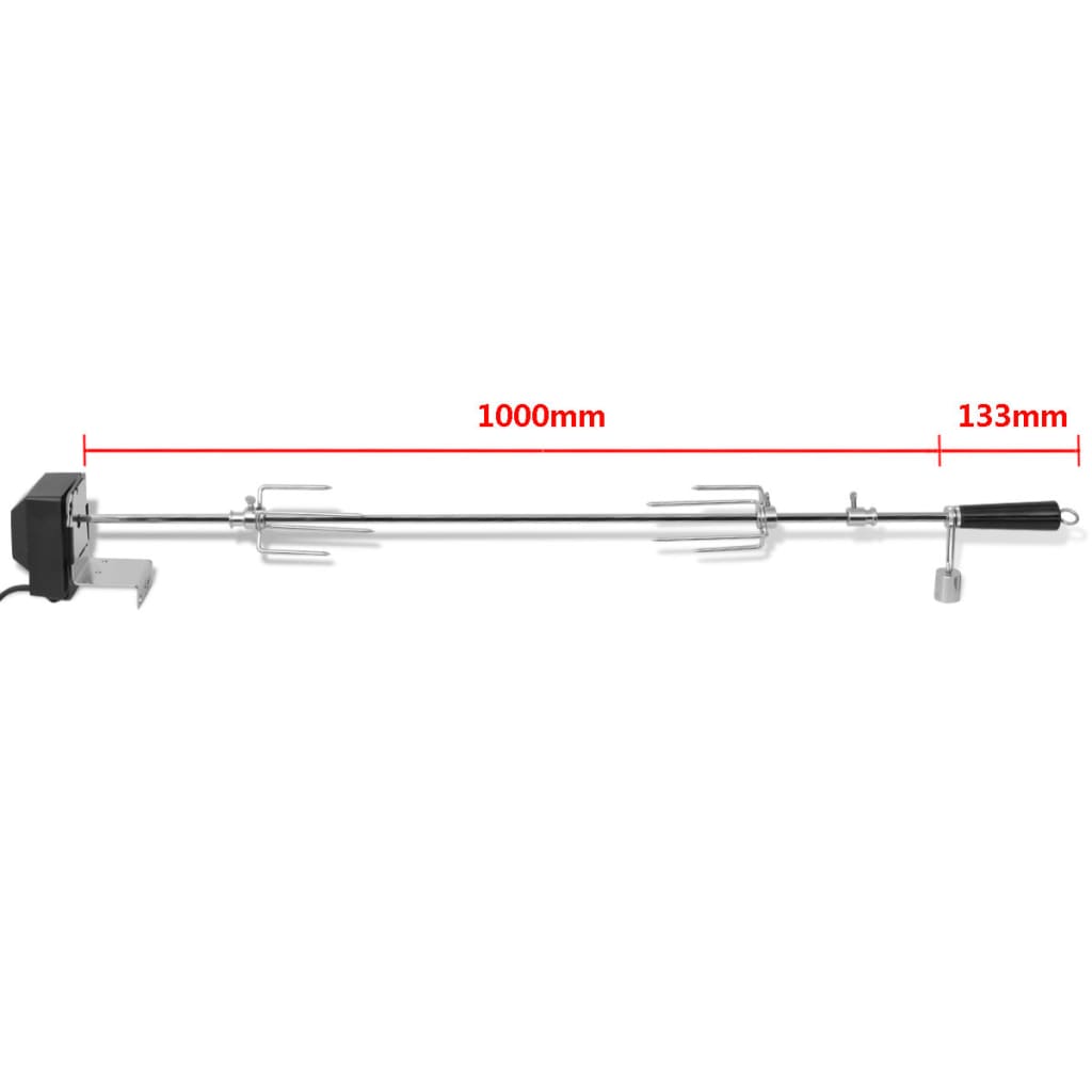 vidaXL Rożen do grilla z silnikiem 1000 mm, stalowy
