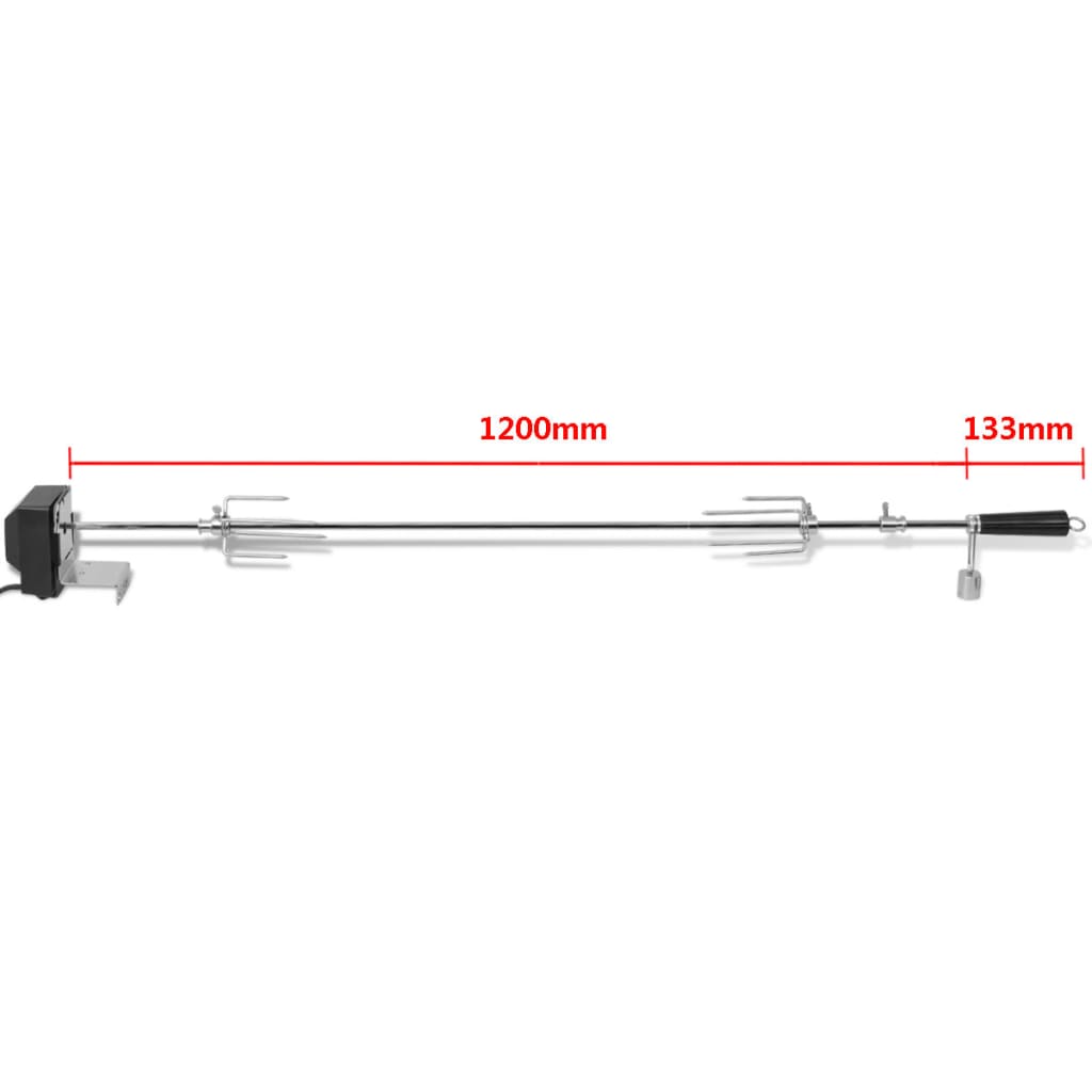 vidaXL Rożen do grilla z silnikiem 1200 mm, stalowy