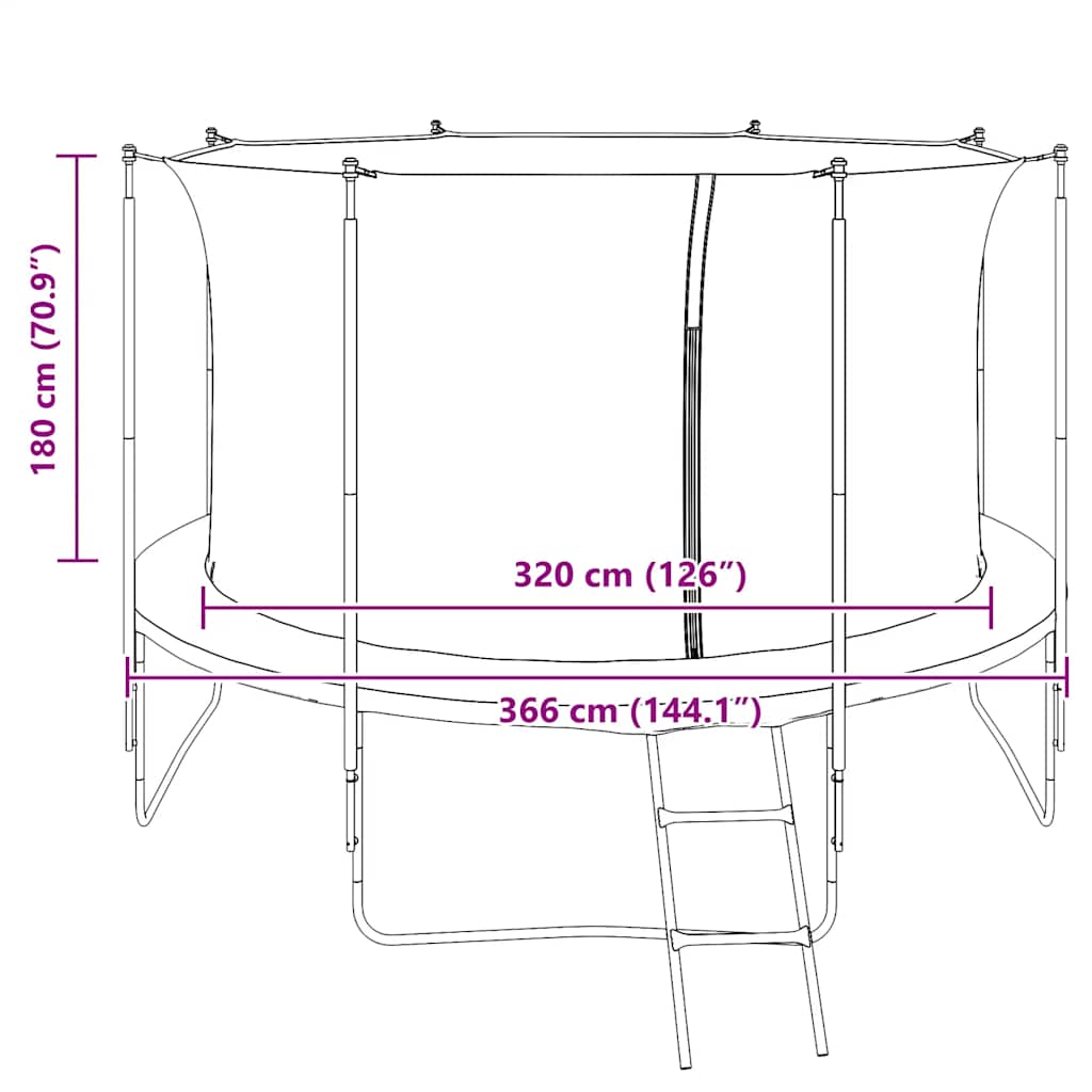 Siatka zabezpieczająca do okrągłej trampoliny 3,66 m