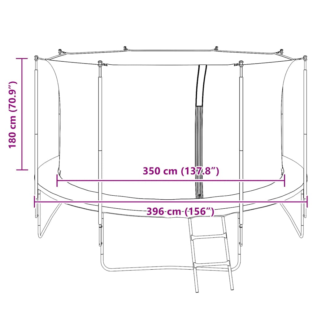 Siatka zabezpieczająca do okrągłej trampoliny, 3,96 m