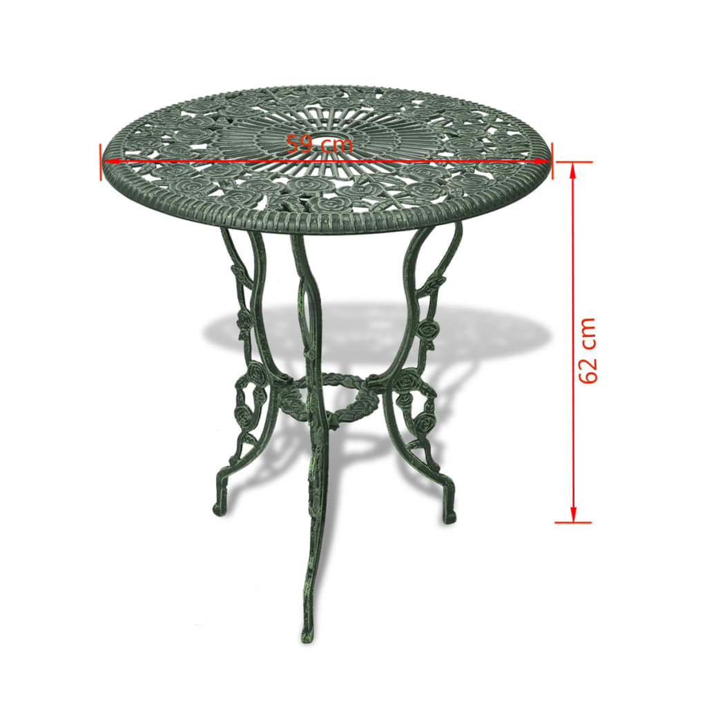 vidaXL 3-cz. zestaw mebli bistro ze stopu aluminium, zielony