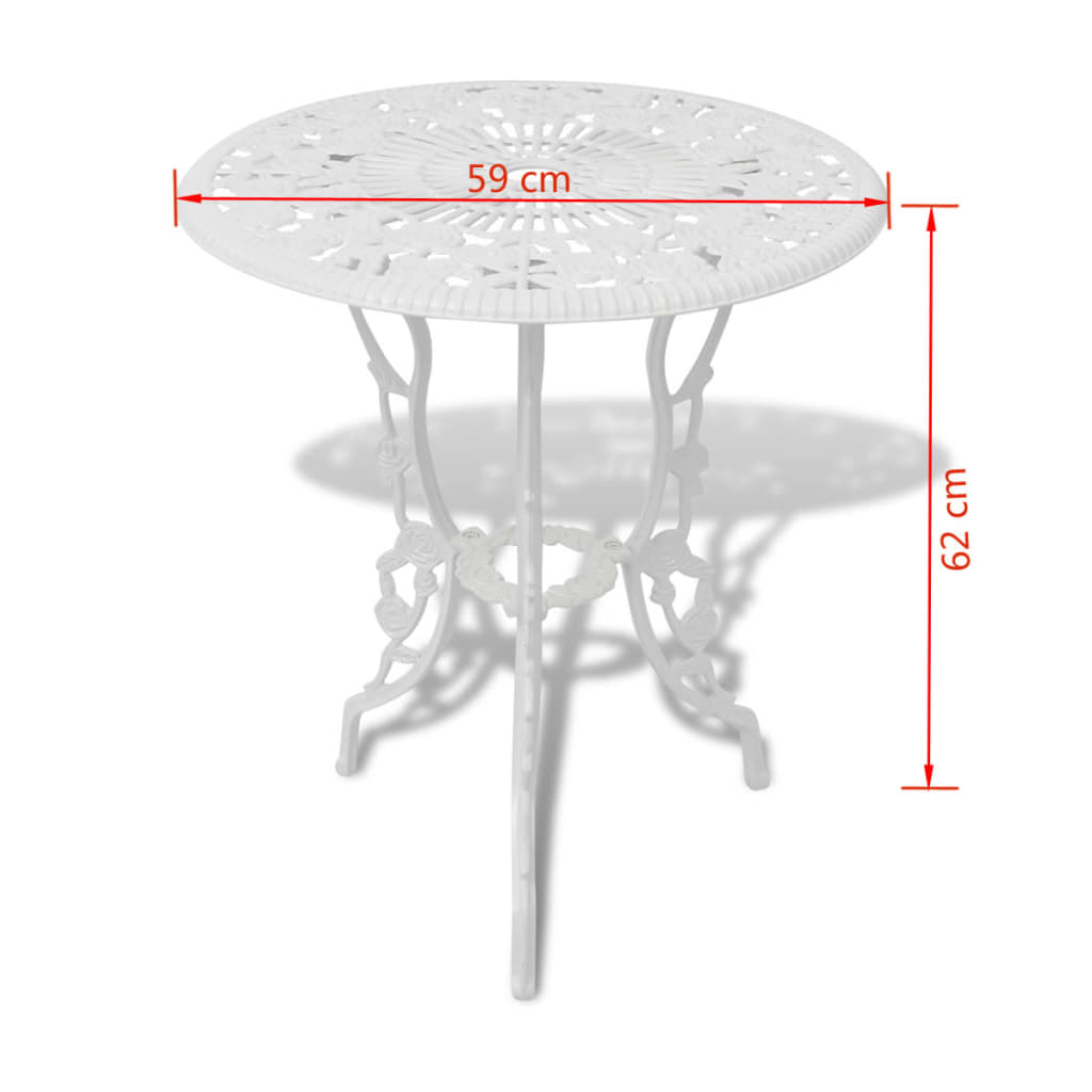 vidaXL 3-cz. zestaw mebli bistro ze stopu aluminium, biały