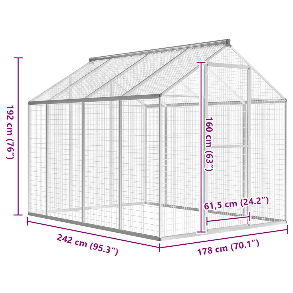 vidaXL Ptaszarnia z aluminium, 178 x 242 x 192 cm