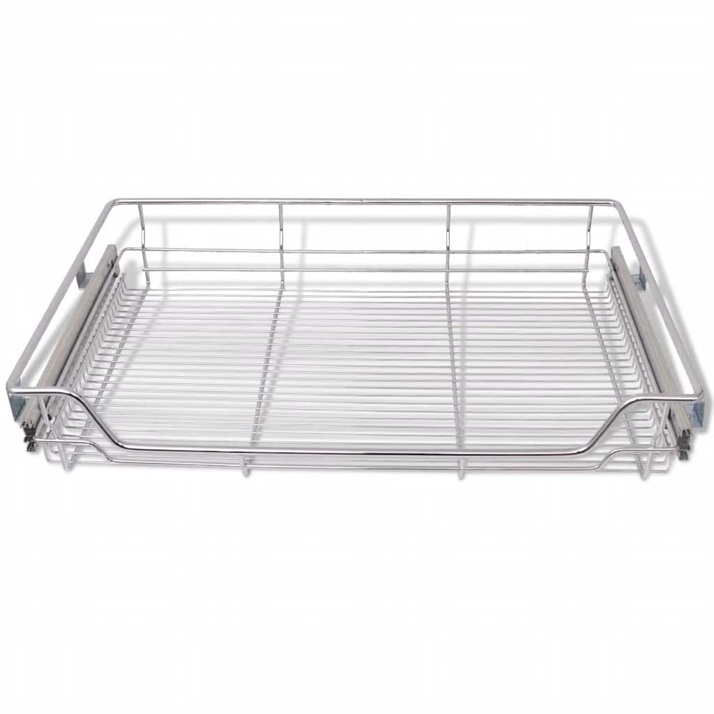vidaXL Wysuwane kosze druciane, 2 szt., srebrne, 800 mm