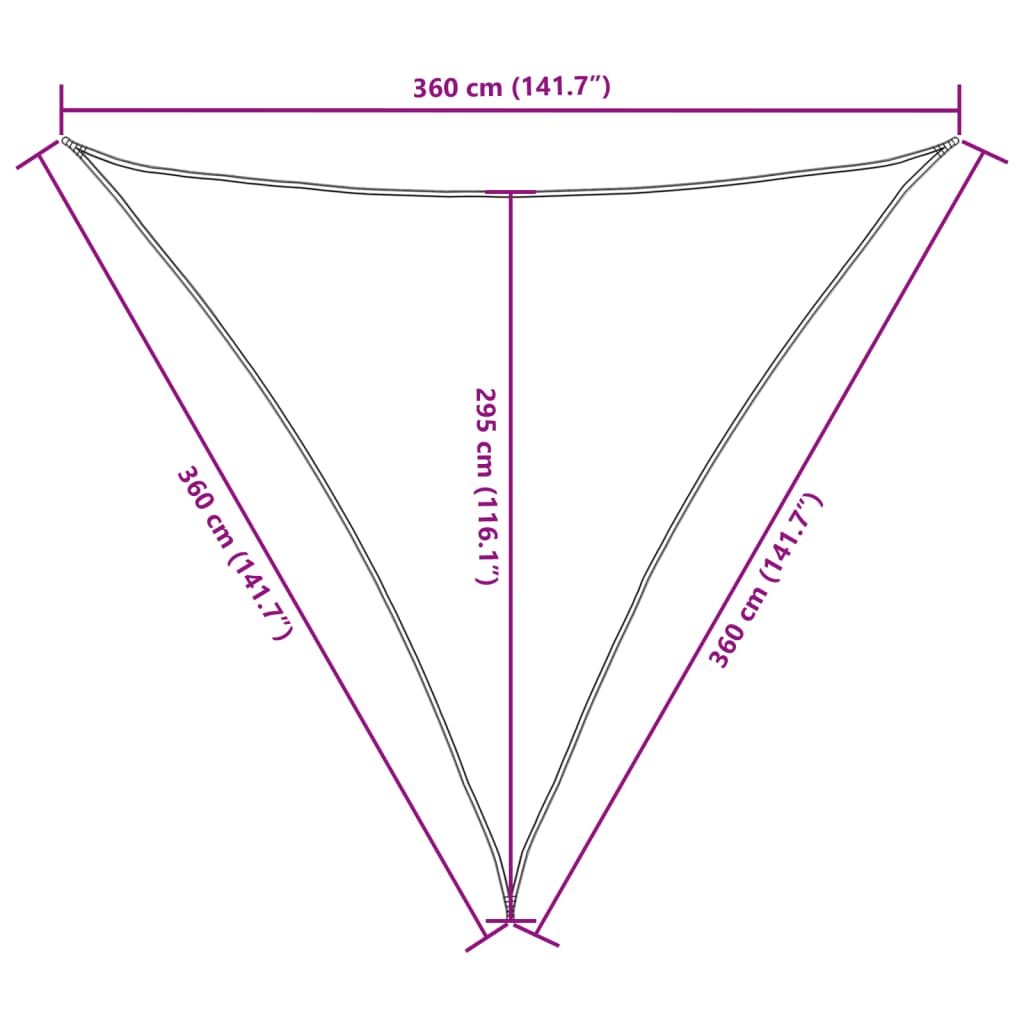 vidaXL Trójkątny żagiel ogrodowy z tkaniny oxford, 3,6x3,6x3,6 m