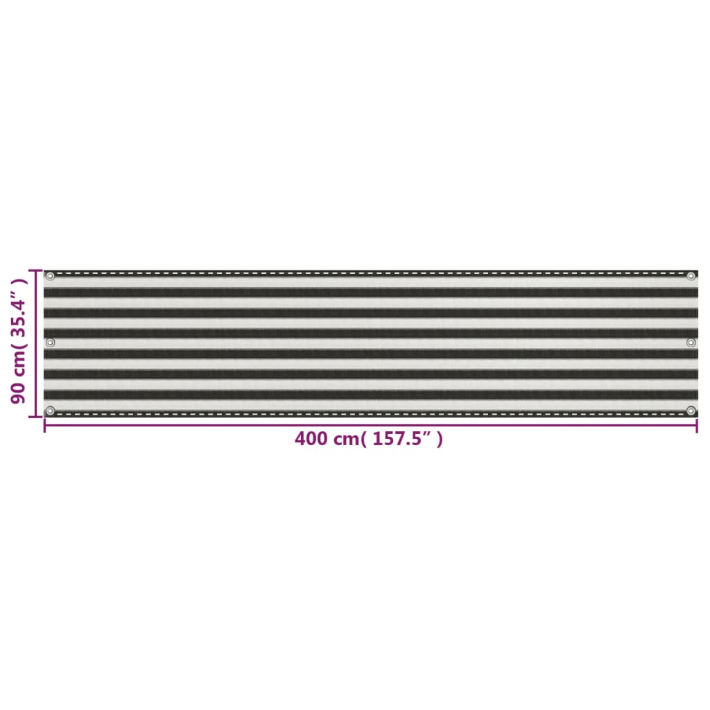 vidaXL Parawan balkonowy HDPE 90x400 cm Antracytowy i Biały