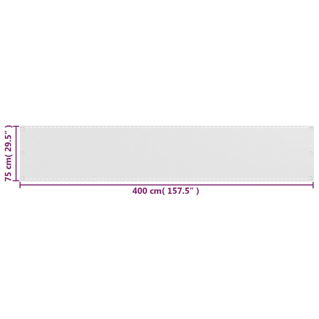 vidaXL Parawan balkonowy HDPE 75x400 cm Biały