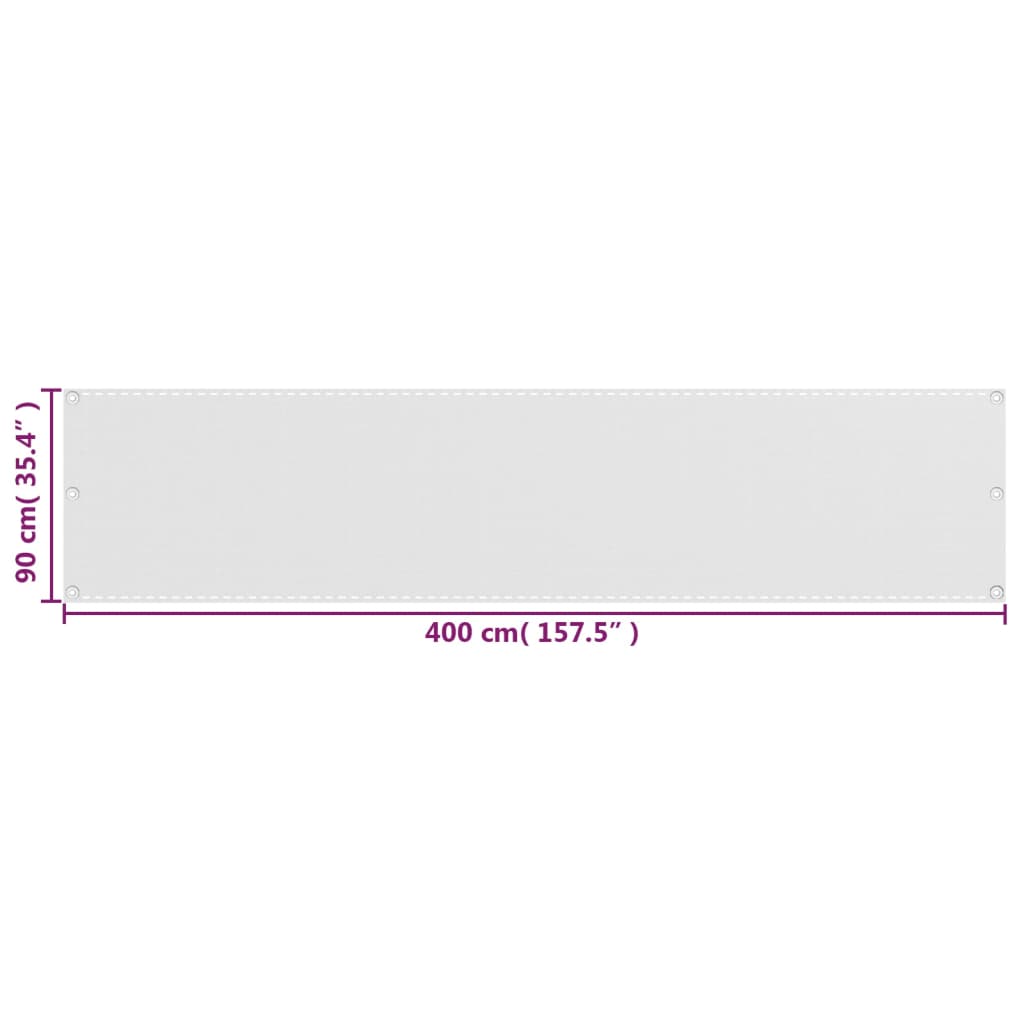 vidaXL Parawan balkonowy HDPE 90x400 cm Biały
