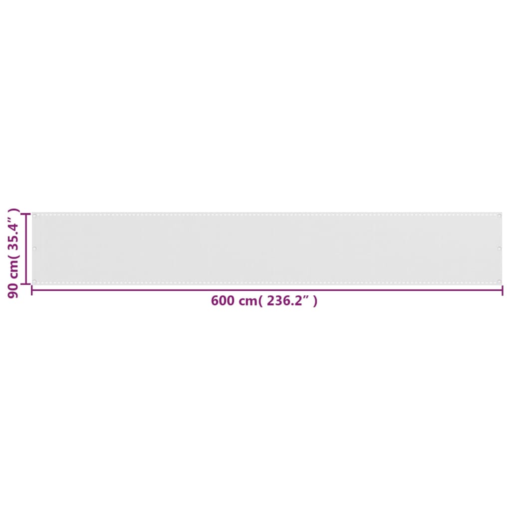 vidaXL Parawan ogrodowy HDPE 90x600 cm Biały
