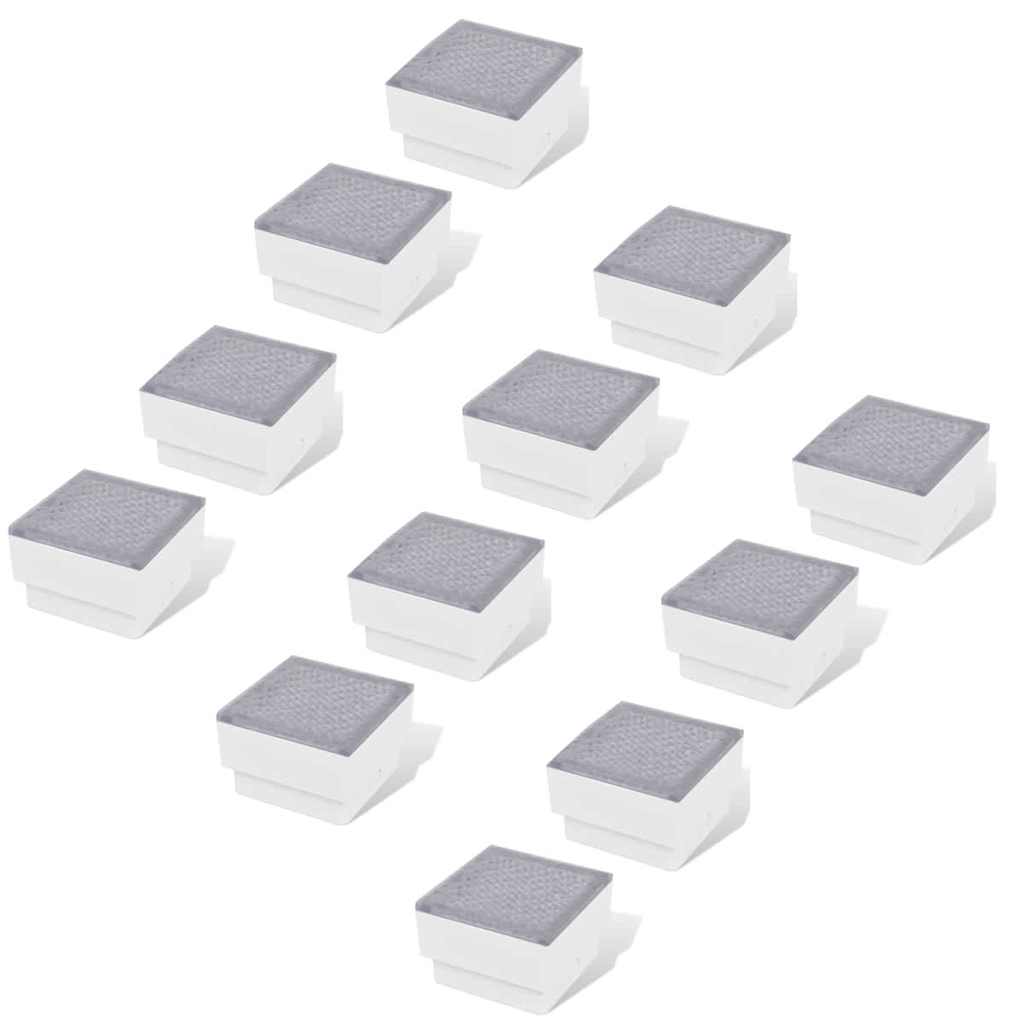 vidaXL Lampy gruntowe LED, 12 szt., 100x100x68 mm