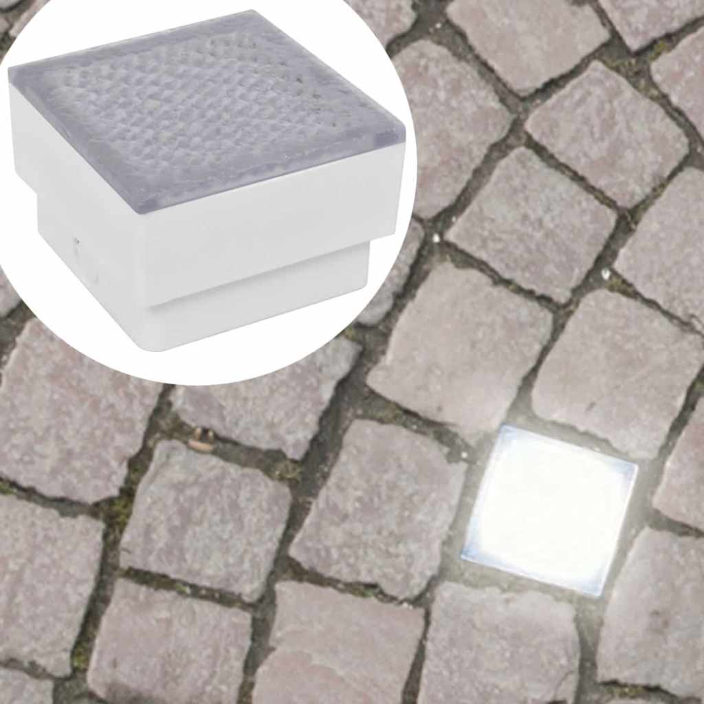 vidaXL Lampy gruntowe LED, 12 szt., 100x100x68 mm