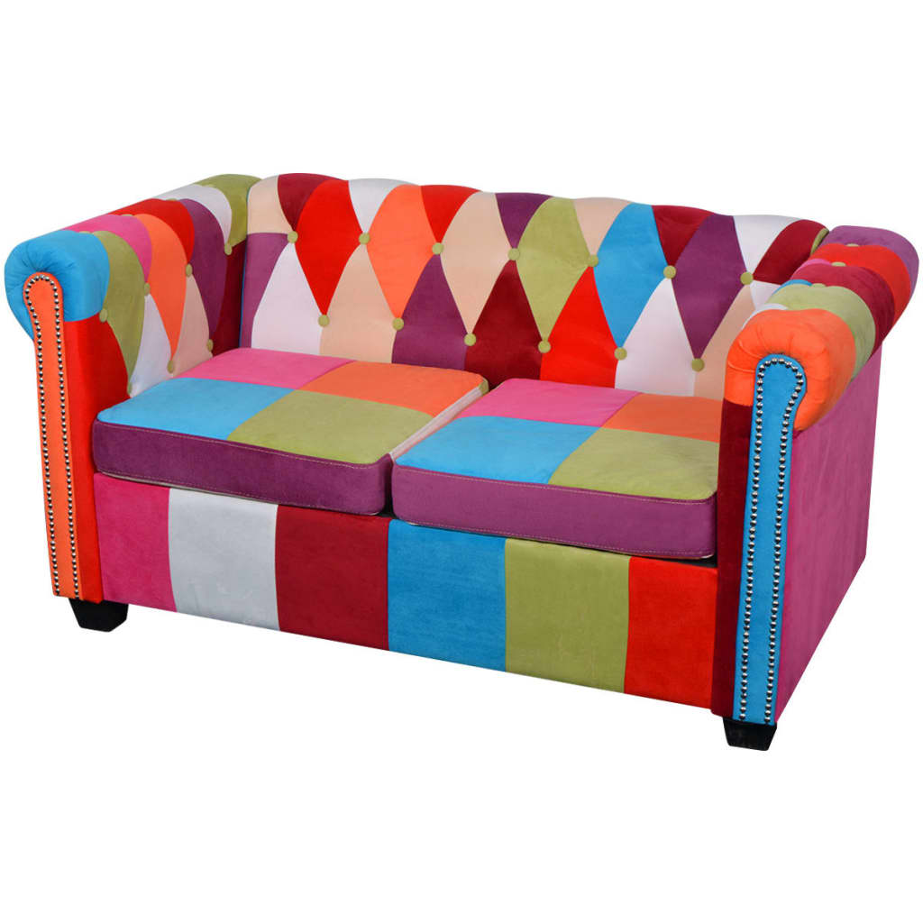 vidaXL Dwuosobowa, materiałowa sofa Chesterfield
