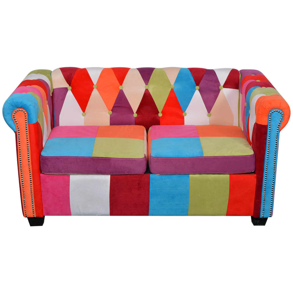 vidaXL Dwuosobowa, materiałowa sofa Chesterfield