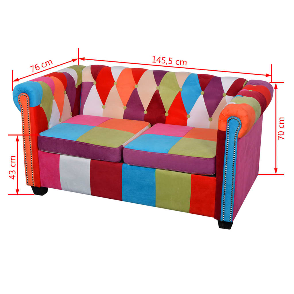 vidaXL Dwuosobowa, materiałowa sofa Chesterfield