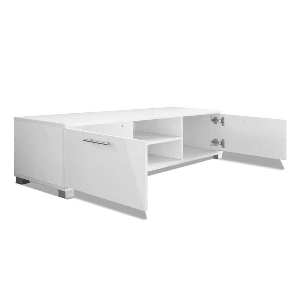 vidaXL Szafka pod TV, wysoki połysk, biała 120x40,5x35 cm