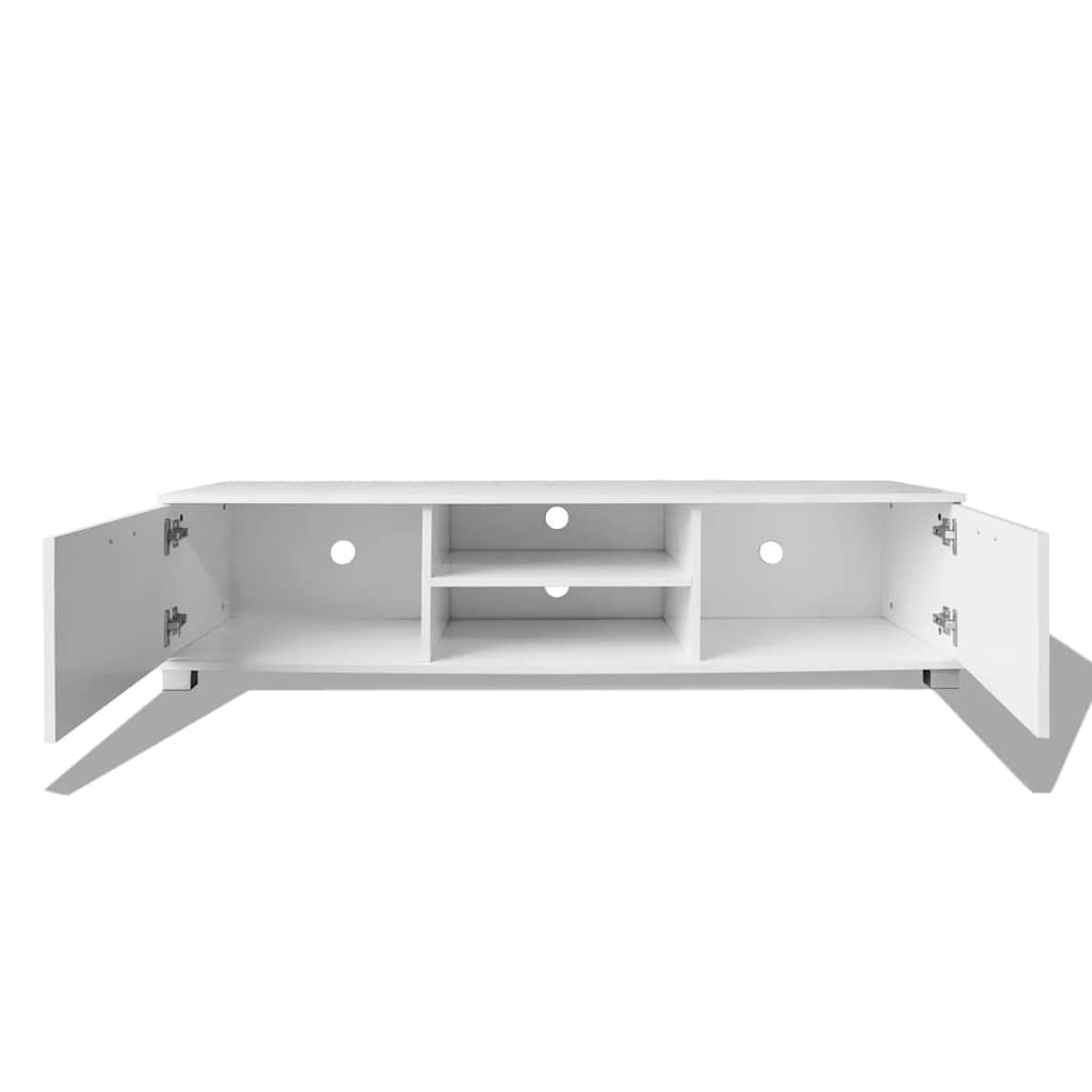 vidaXL Szafka pod TV, wysoki połysk, biała, 140x40,5x35 cm