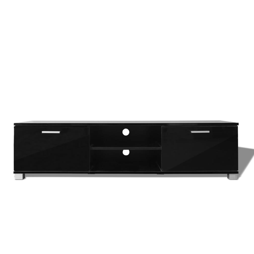 vidaXL Szafka pod TV na wysoki połysk, czarna, 140x40,5x35 cm