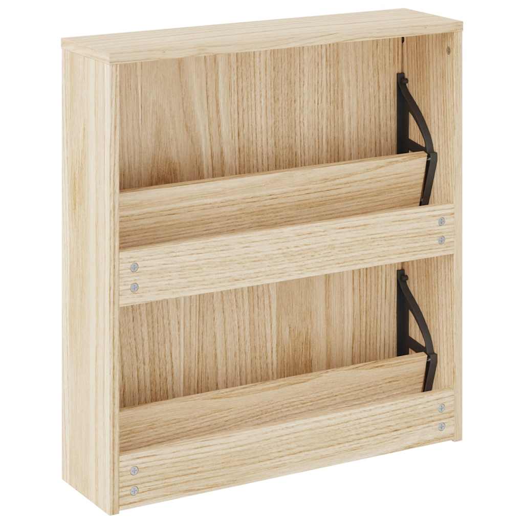 vidaXL Szafka na buty z 2 półkami i lustrem, kolor dębu, 63x17x67 cm