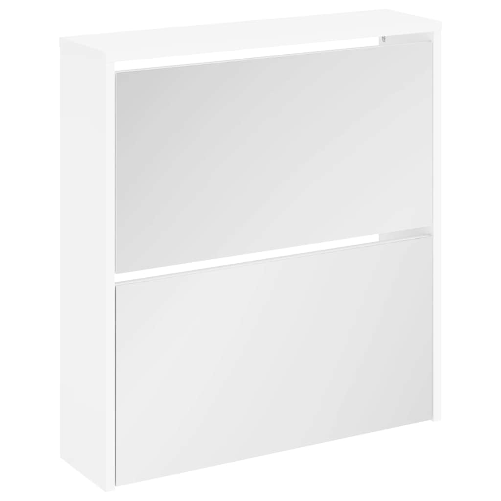 vidaXL Szafka na buty z 2 półkami i lustrem, biała, 63x17x67 cm