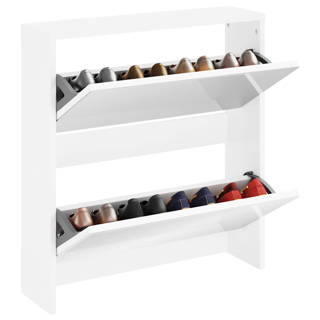 vidaXL Szafka na buty z 2 półkami i lustrem, biała, 63x17x67 cm