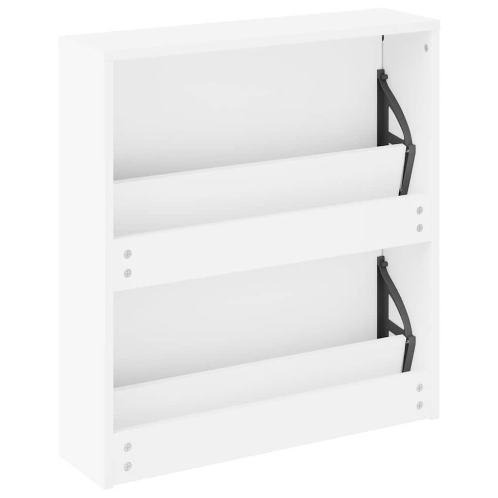 vidaXL Szafka na buty z 2 półkami i lustrem, biała, 63x17x67 cm