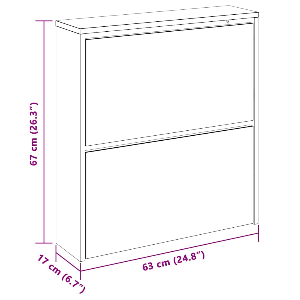 vidaXL Szafka na buty z 2 półkami i lustrem, biała, 63x17x67 cm