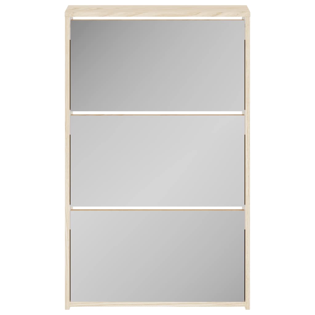 vidaXL Szafka na buty z 3 półkami i lustrem, kolor dębu 63x17x102,5 cm