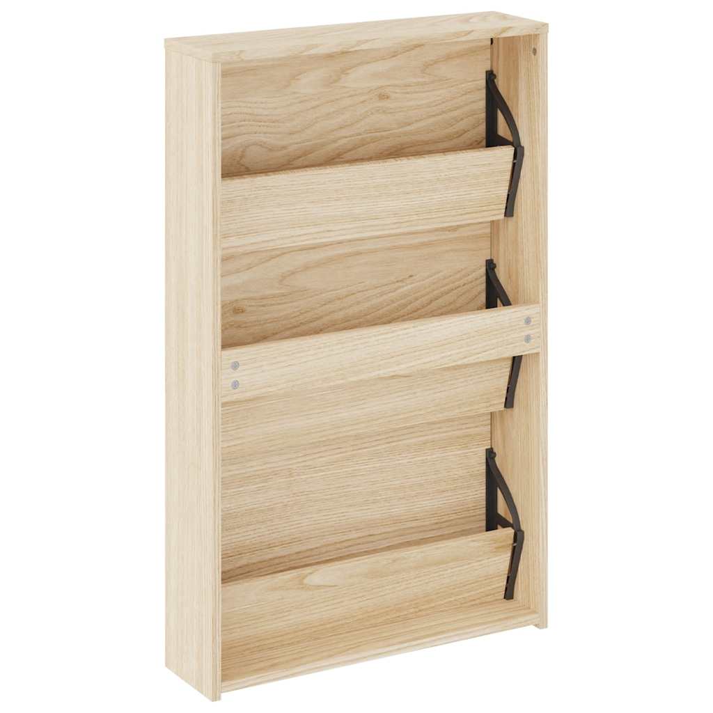 vidaXL Szafka na buty z 3 półkami i lustrem, kolor dębu 63x17x102,5 cm