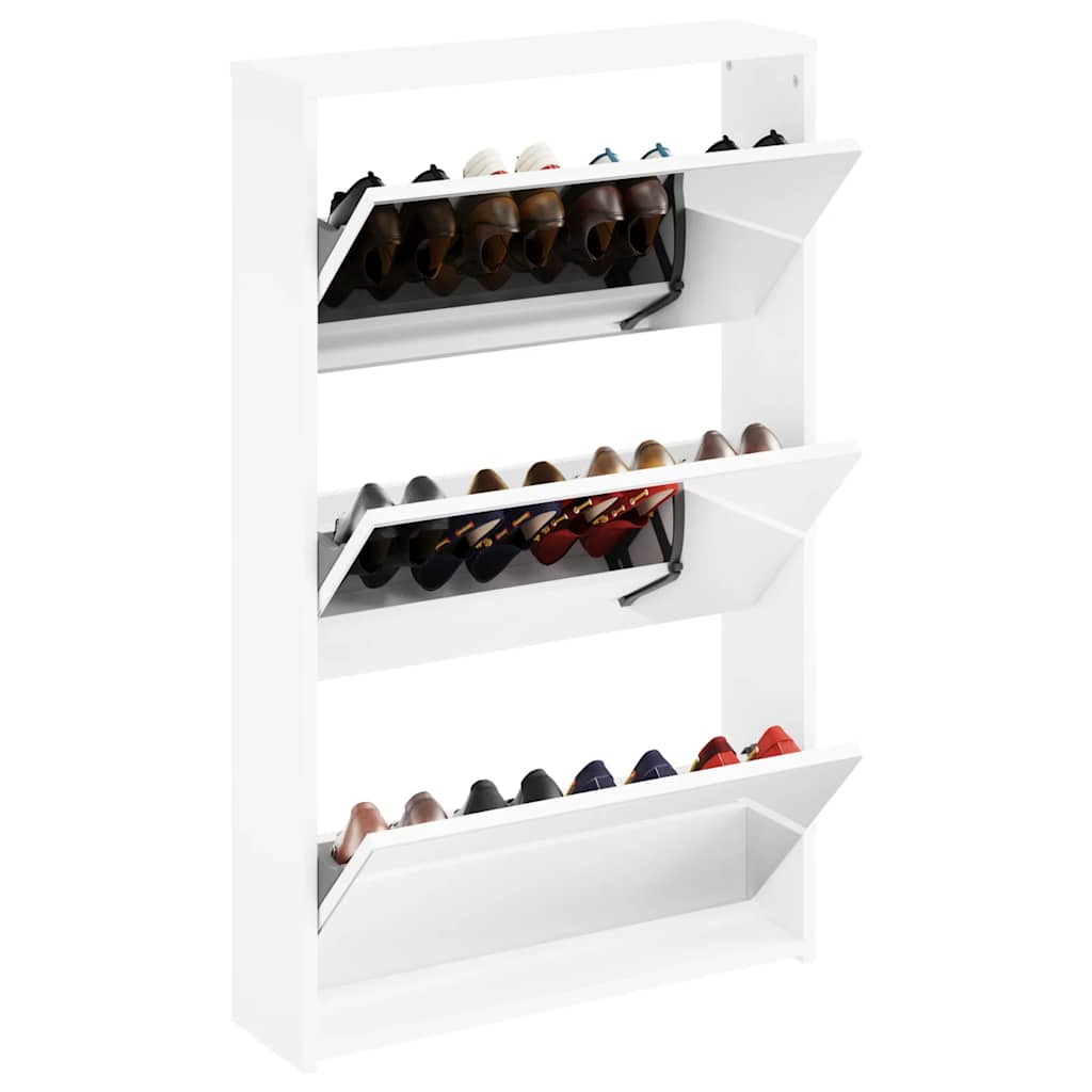 vidaXL Szafka na buty z 3 półkami i lustrem, kolor dębu 63x17x102,5 cm