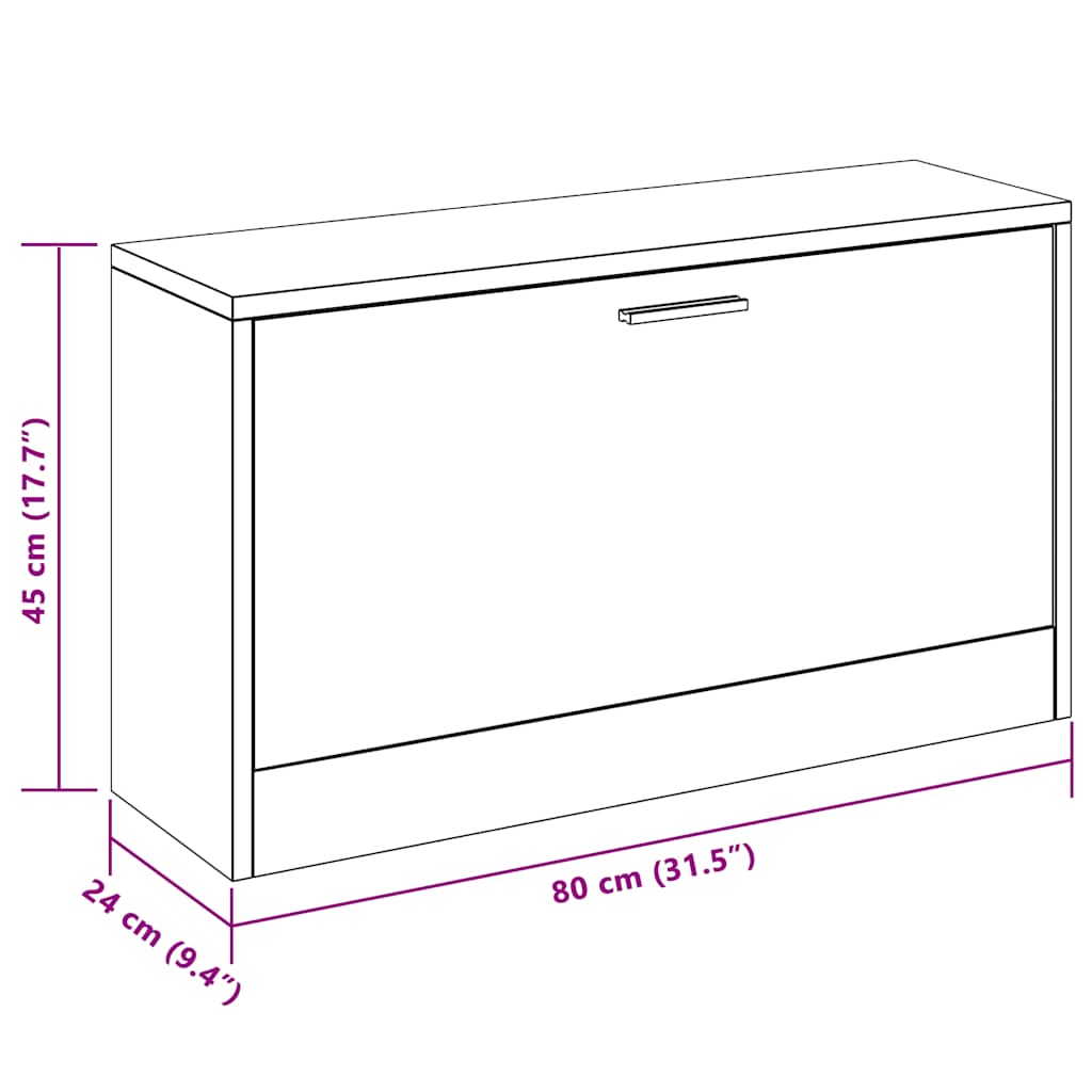 vidaXL Szafka na buty 80x24x45 cm biała