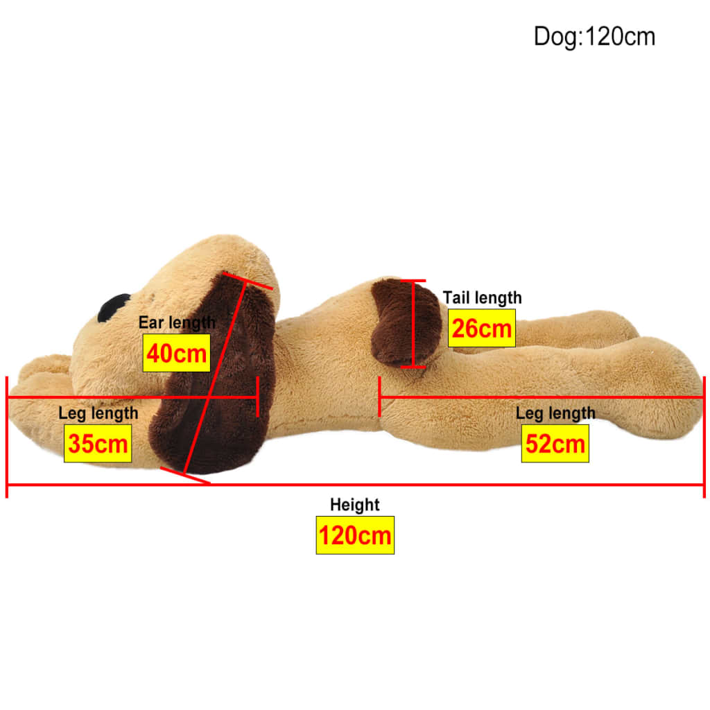 vidaXL Pluszowy piesek przytulanka 120 cm, brązowy