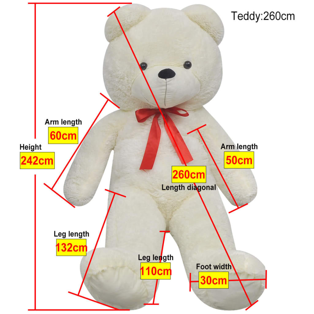 vidaXL Pluszowy miś przytulanka, biały, 242 cm