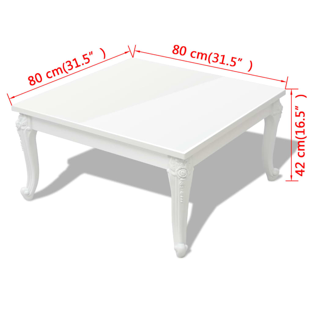 vidaXL Stolik do kawy, biały, wysoki połysk 80x80x42 cm