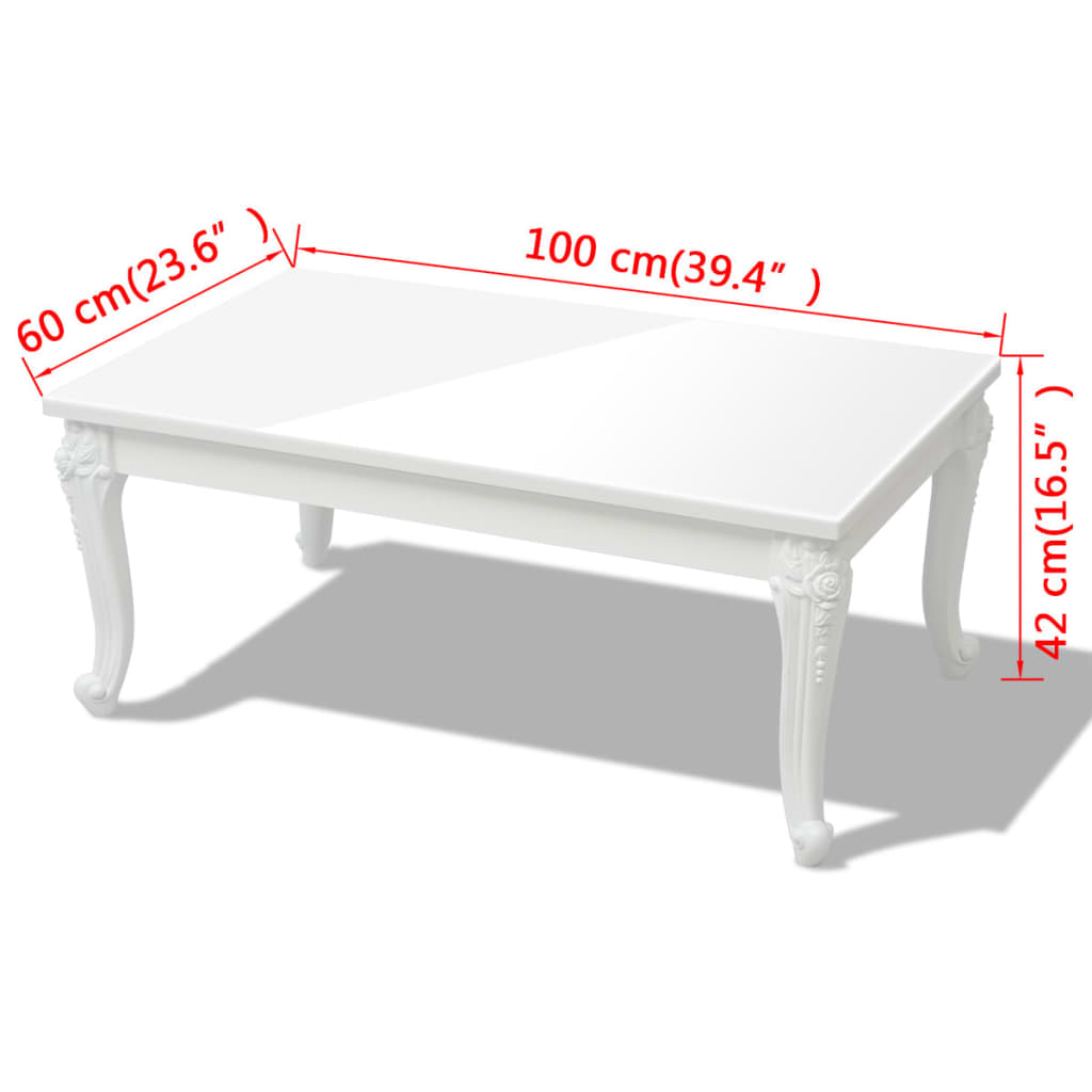 vidaXL Stolik do kawy, biały, wysoki połysk 100x60x42 cm