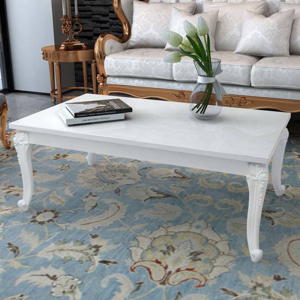vidaXL Stolik kawowy, 115x65x42 cm, wysoki połysk, biały
