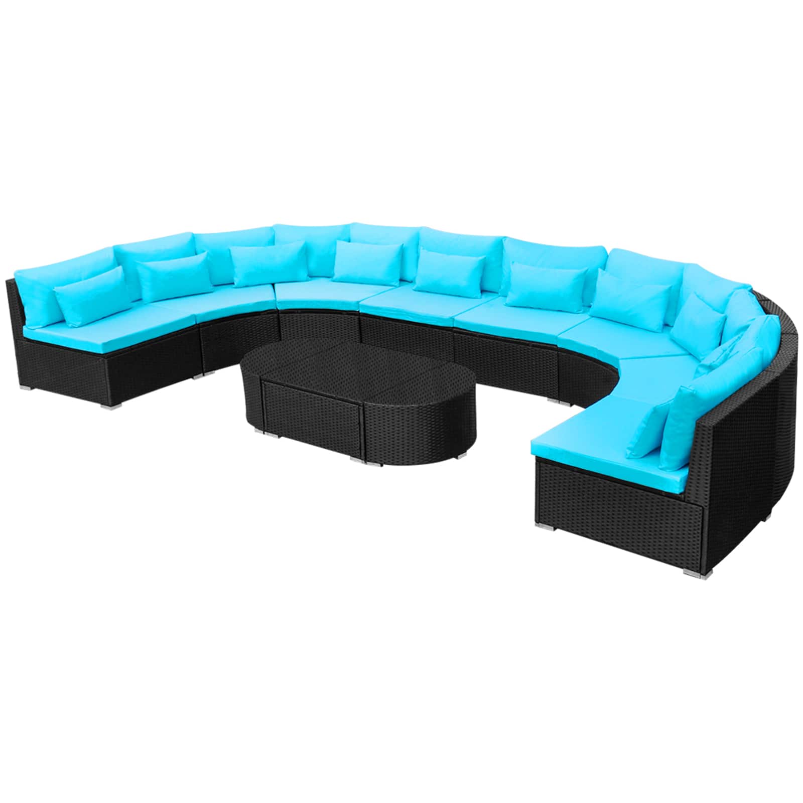 vidaXL Okrągły zestaw sof 11 pcs niebieski polirattan