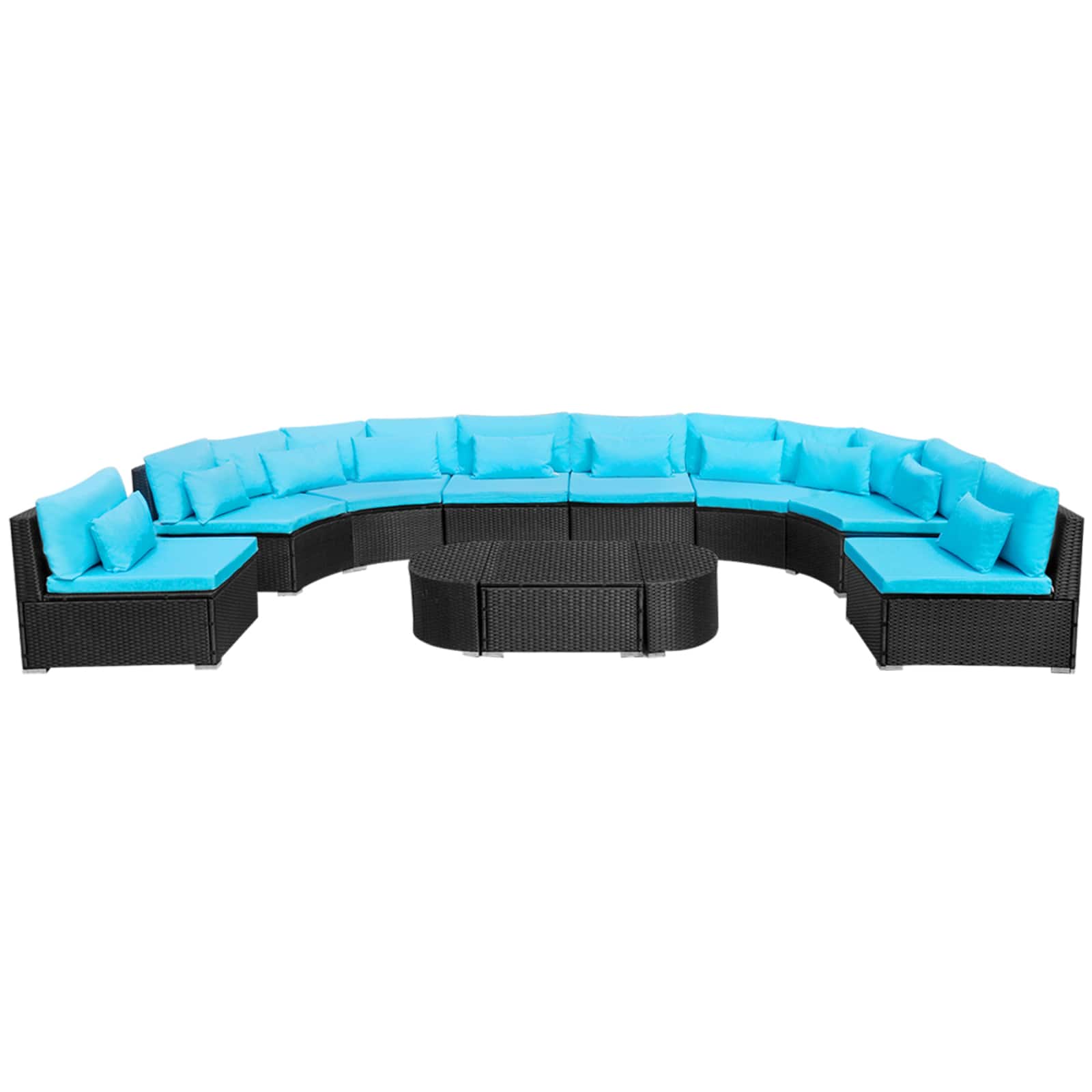 vidaXL Okrągły zestaw sof 11 pcs niebieski polirattan