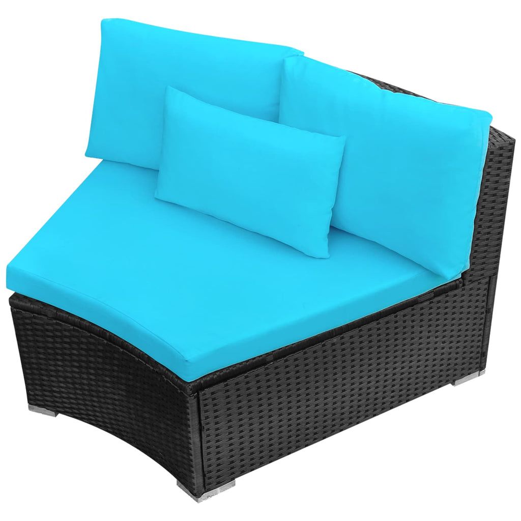 vidaXL Okrągły zestaw sof 11 pcs niebieski polirattan
