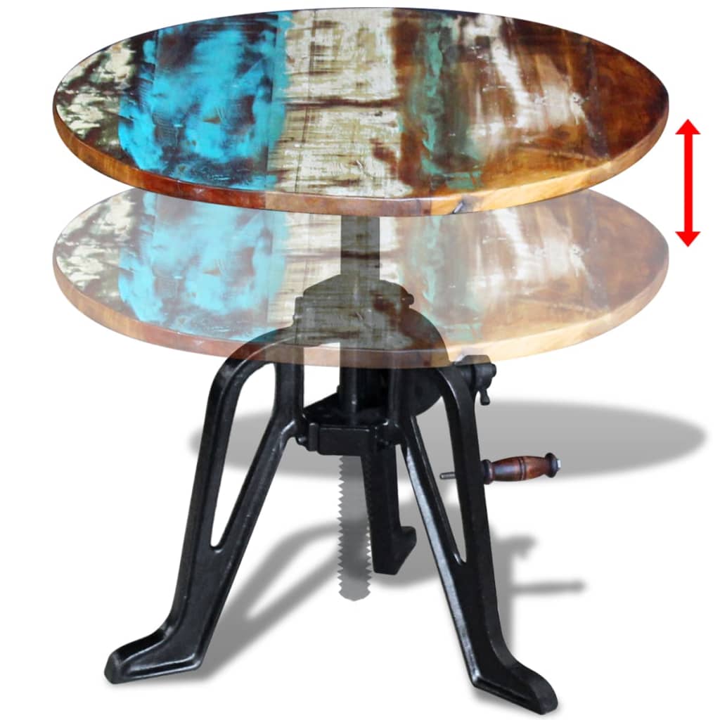 vidaXL Stolik boczny, drewno odzyskane i żelazo, 60x(42-63) cm