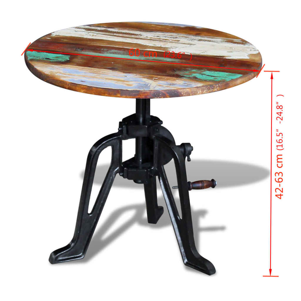 vidaXL Stolik boczny, drewno odzyskane i żelazo, 60x(42-63) cm