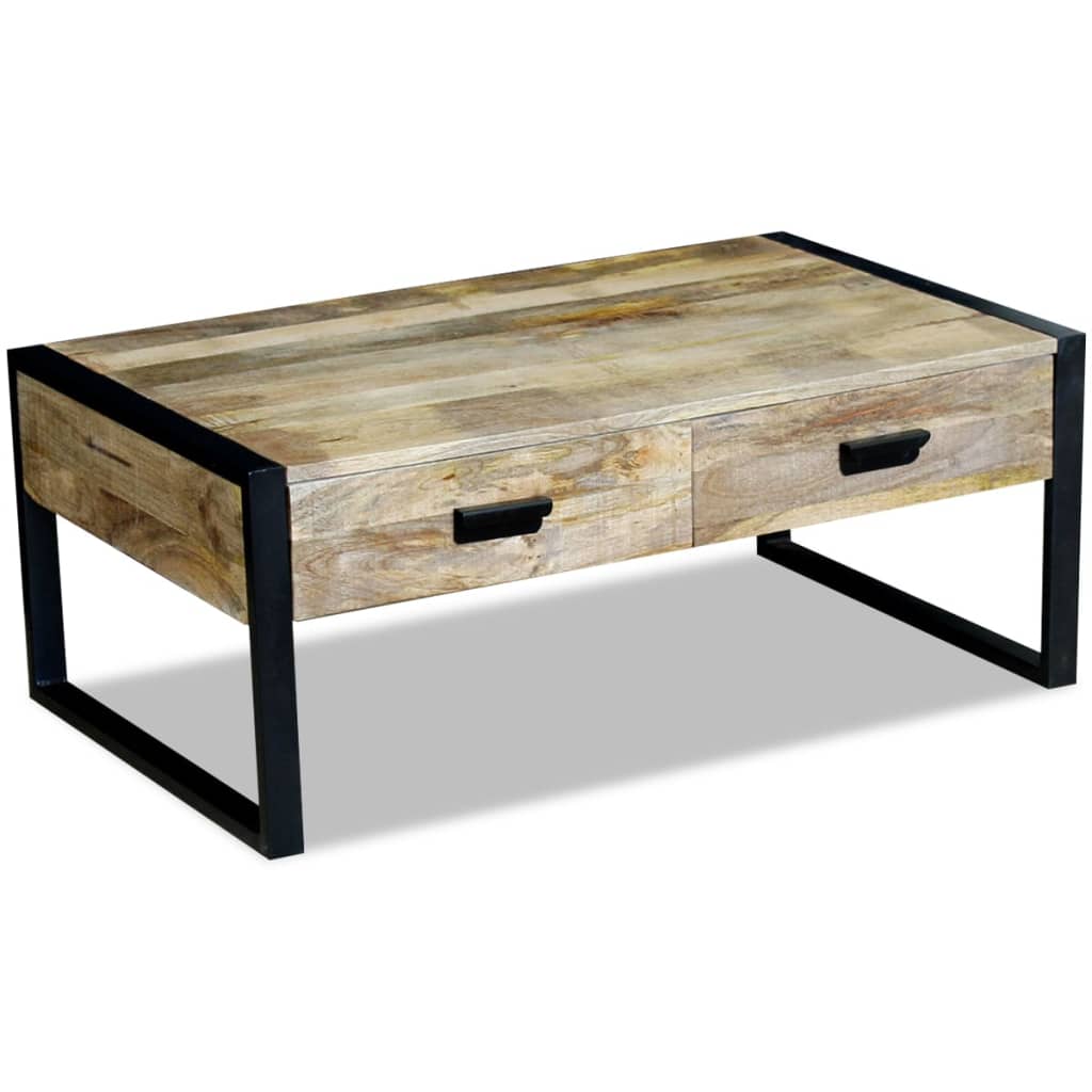 vidaXL Stolik kawowy z 2 szufladami, lite drewno mango, 100x60x40 cm