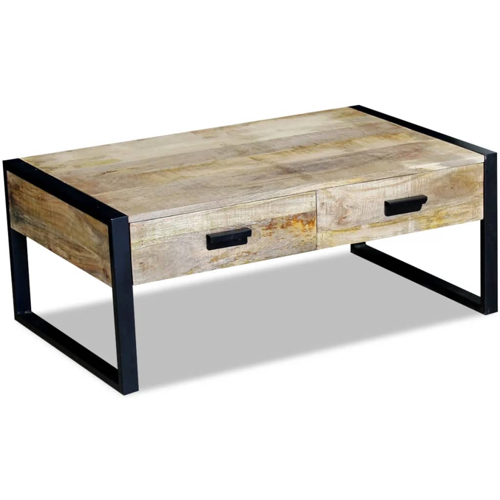 vidaXL Stolik kawowy z 2 szufladami, lite drewno mango, 100x60x40 cm