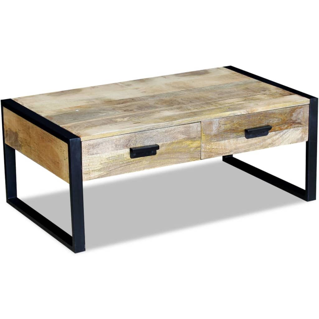 vidaXL Stolik kawowy z 2 szufladami, lite drewno mango, 100x60x40 cm