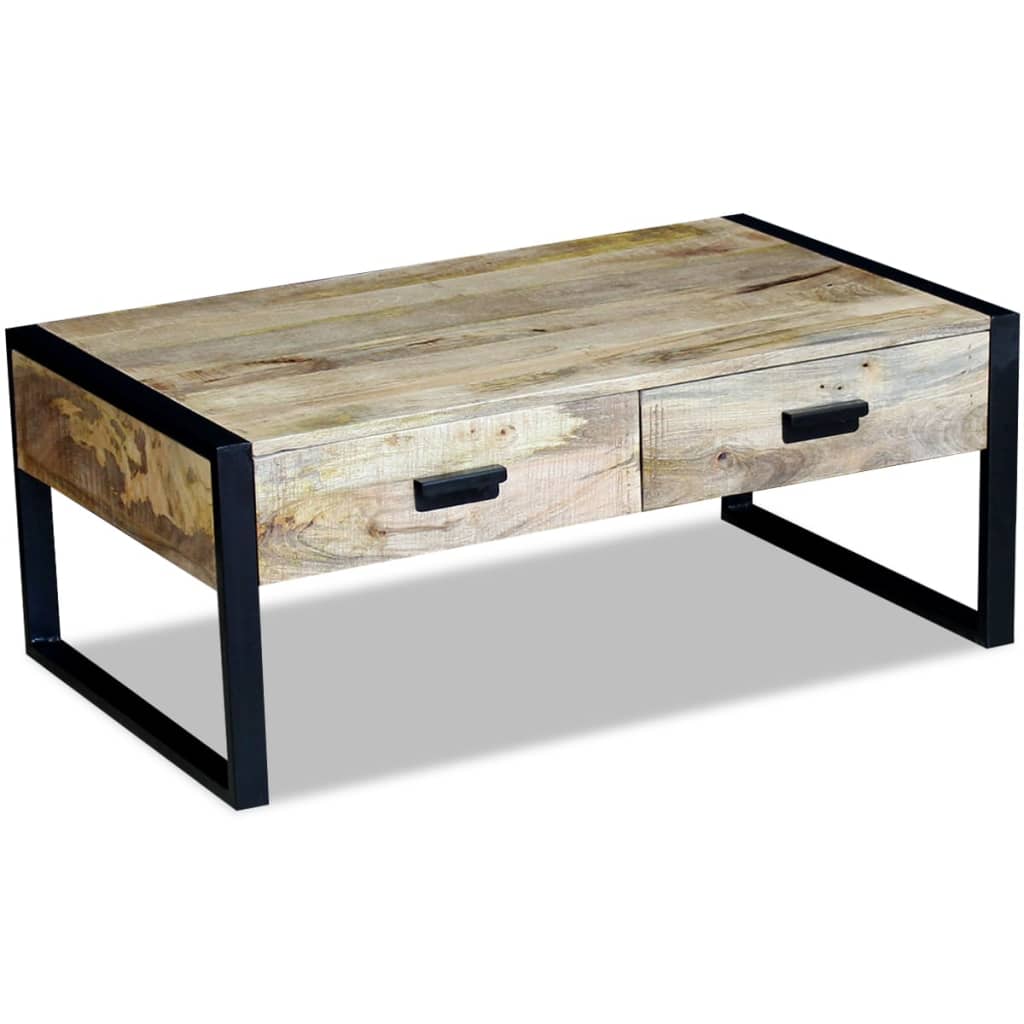 vidaXL Stolik kawowy z 2 szufladami, lite drewno mango, 100x60x40 cm