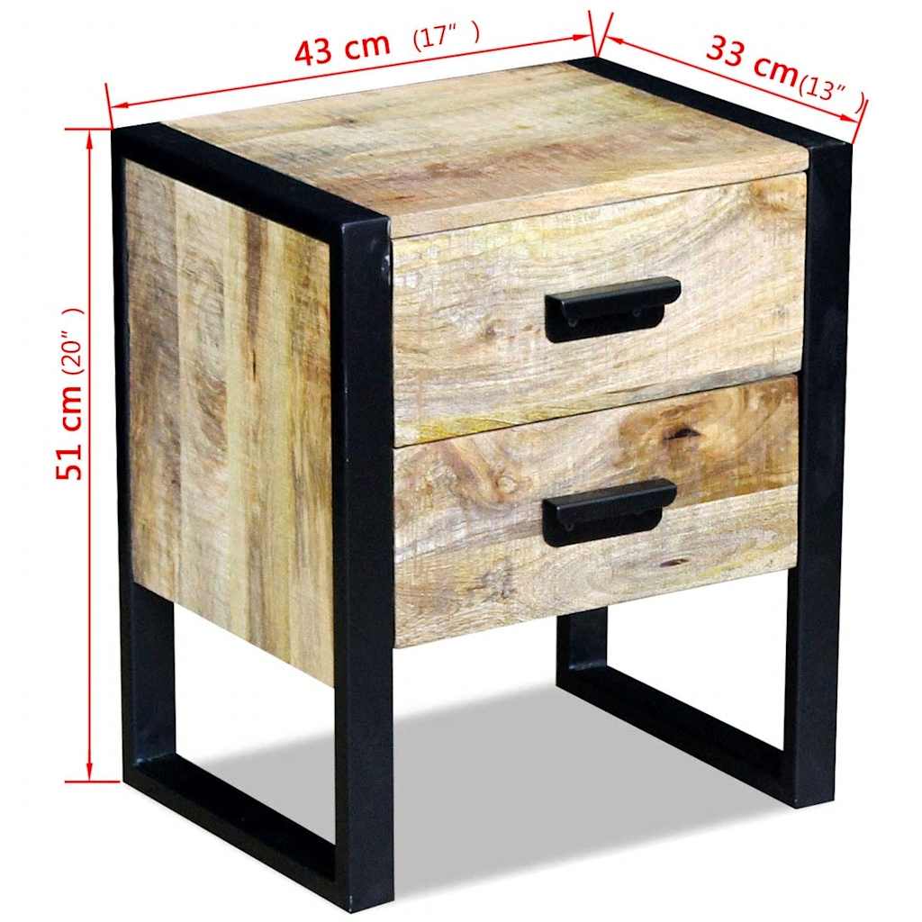 vidaXL Stolik boczny z 2 szufladami, drewno mango, 43x33x51 cm