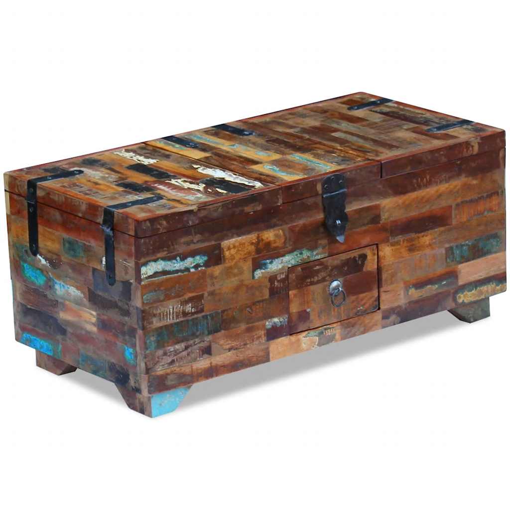 vidaXL Stolik kawowy-skrzynia z drewna odzyskanego 80x40x35 cm