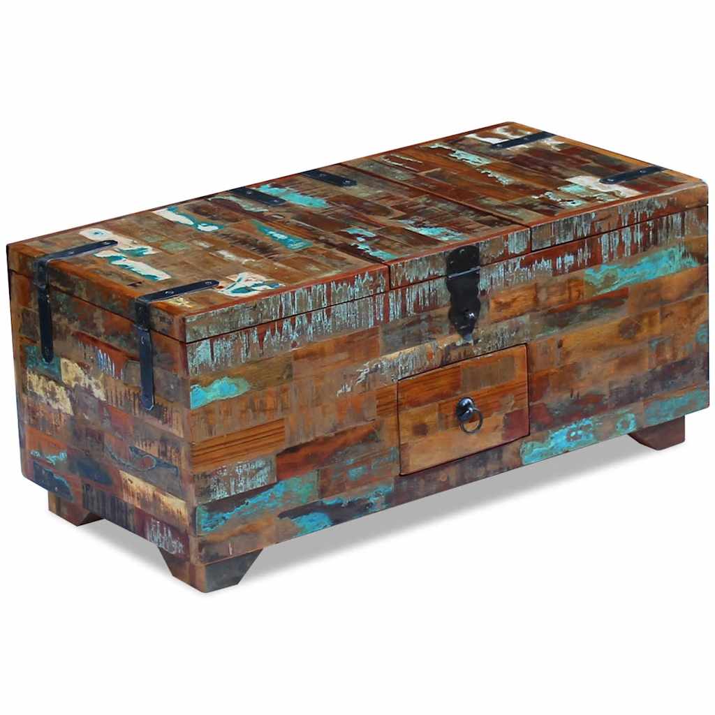 vidaXL Stolik kawowy-skrzynia z drewna odzyskanego 80x40x35 cm
