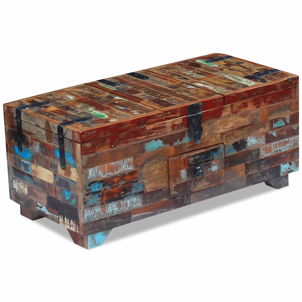 vidaXL Stolik kawowy-skrzynia z drewna odzyskanego 80x40x35 cm